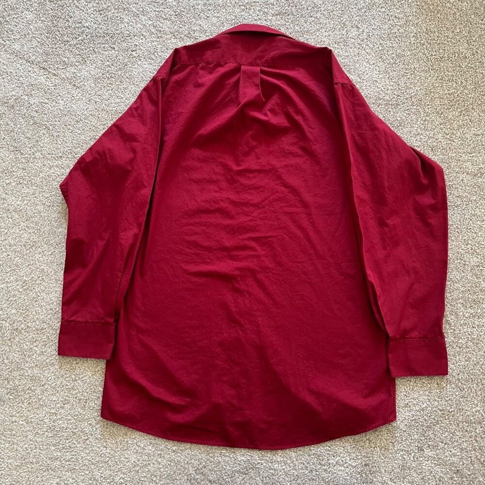 Deep Red Burgundy Mens Semi-Formal Button-Down Preppy Grunge Size Medium - Picture 2 of 8